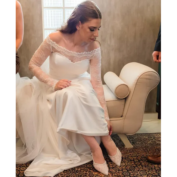 Real bride wearing lou bridal shoes